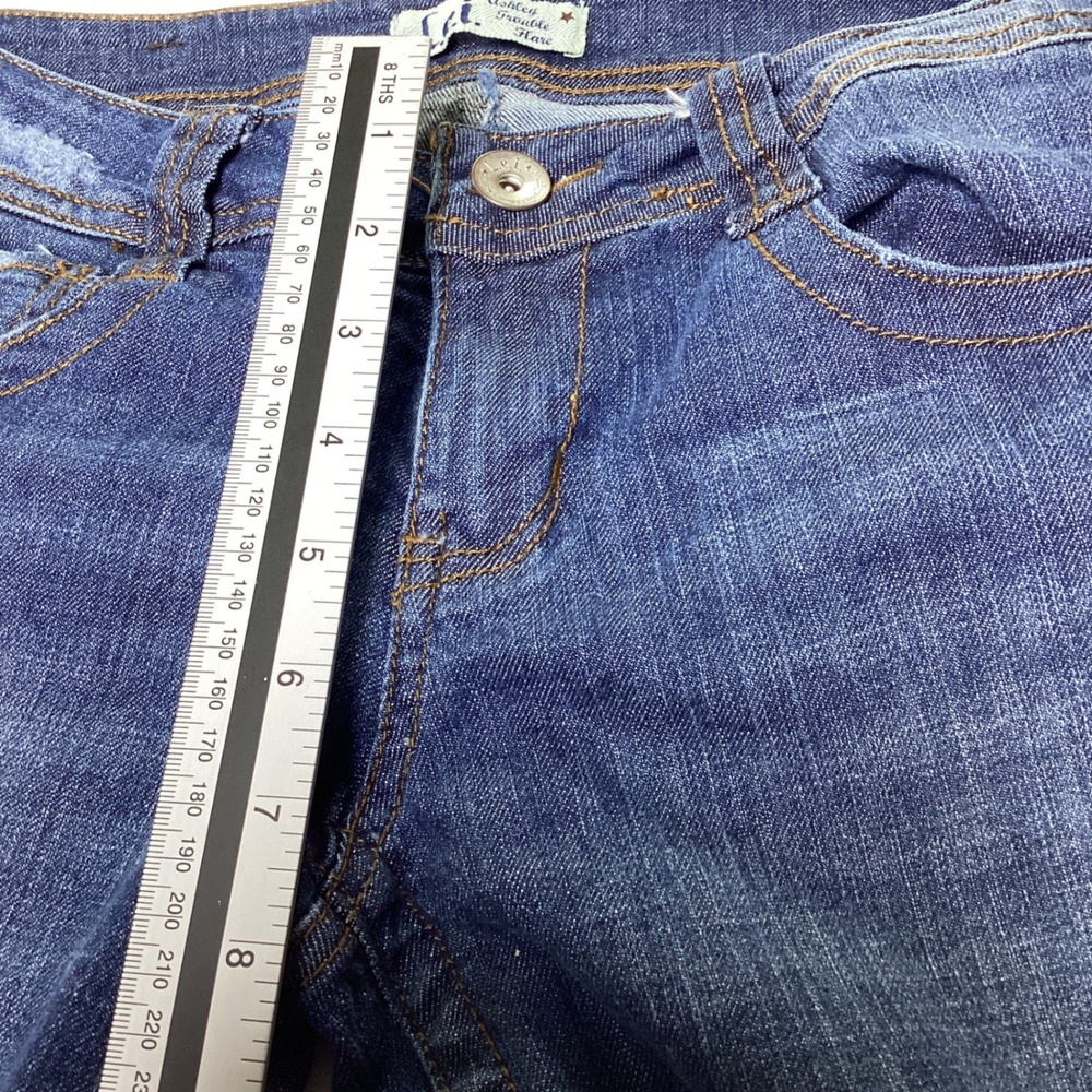 L.e.i Size 7 Low Rise Y2K Flare Jeans Medium Wash Stretch Denim - Picture 6 of 8